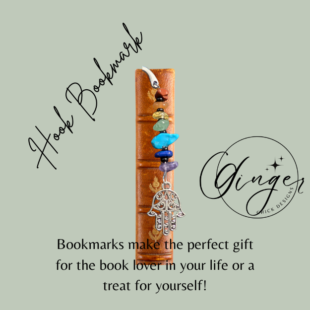 Gemstones with Hamsa Hand Hook Bookmark