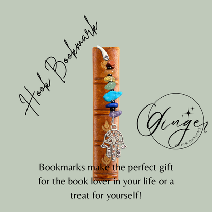 Gemstones with Hamsa Hand Hook Bookmark