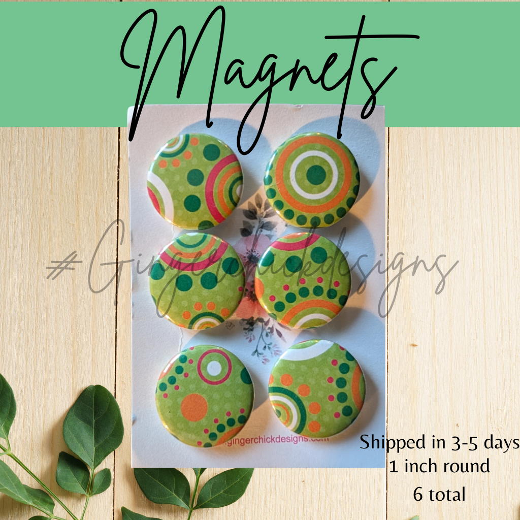 Green Geometric Button Magnets