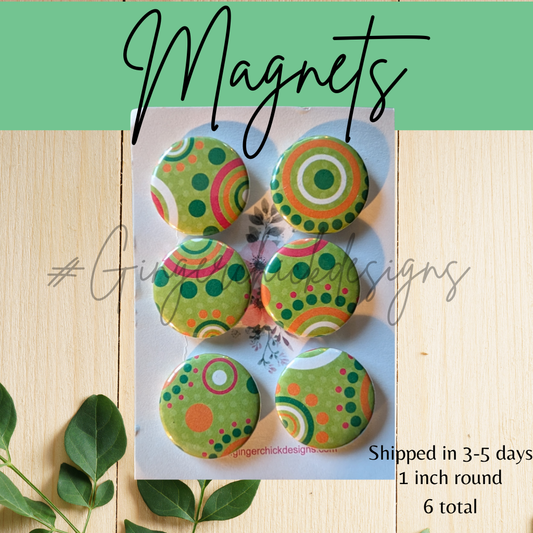 Green Geometric Button Magnets