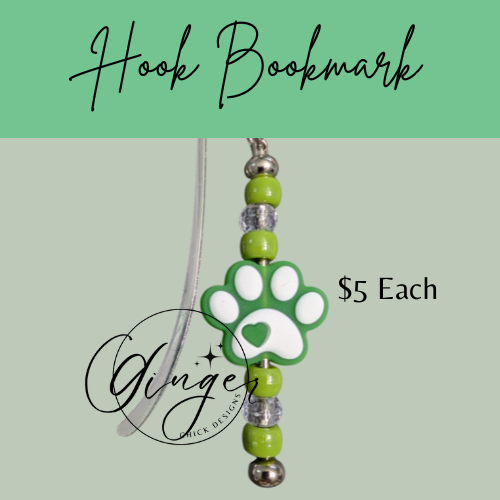 Green Paw Print Hook Bookmark