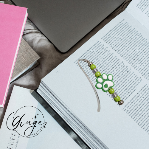 Green Paw Print Hook Bookmark