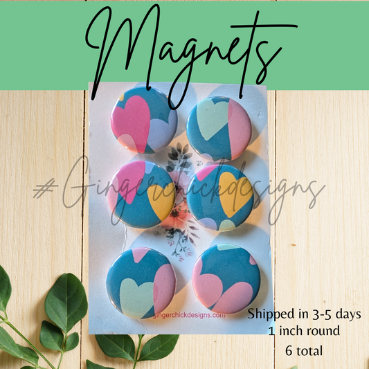 Hearts Button Magnets