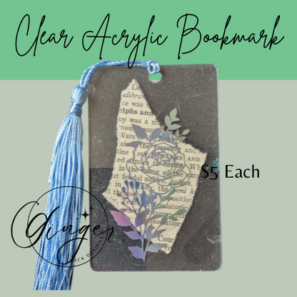 Holographic Rose Blossom Dictionary Acrylic Bookmark