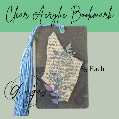 Holographic Rose Blossom Dictionary Acrylic Bookmark