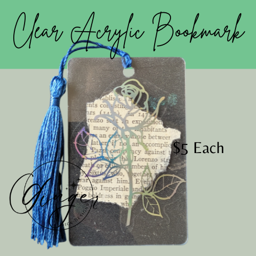 Holographic Rose Stem Dictionary Acrylic Bookmark