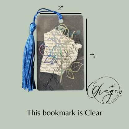 Holographic Rose Stem Dictionary Acrylic Bookmark