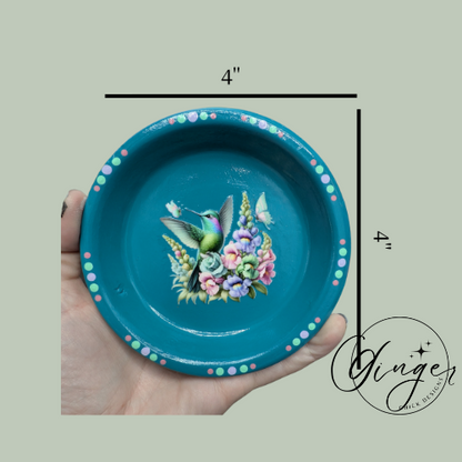 Hummingbird Mixed Media Art Trinket Dish