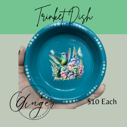 Hummingbird Mixed Media Art Trinket Dish