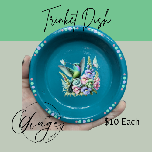 Hummingbird Mixed Media Art Trinket Dish