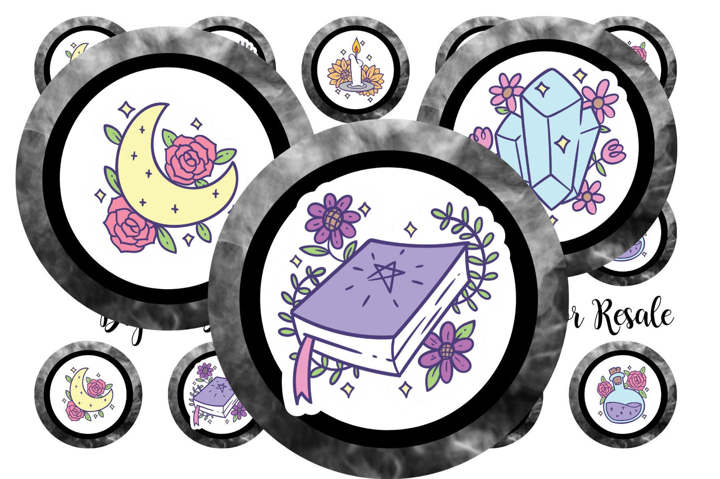 Witchcraft Bottle Cap Images - 1 Inch Circles (Digital Download)
