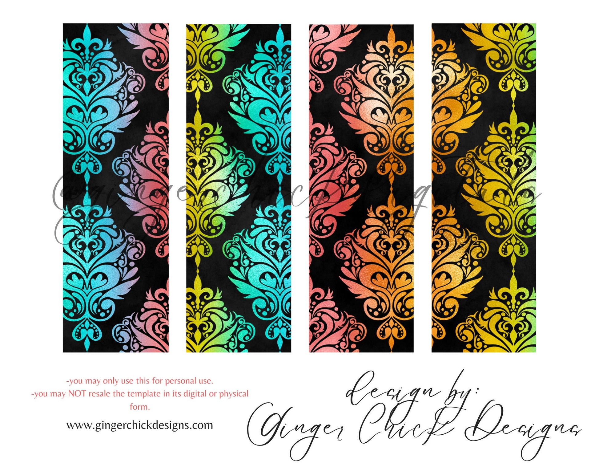 Rainbow Filigree - digital bookmark, digital download, book lovers, reading, inspirational
