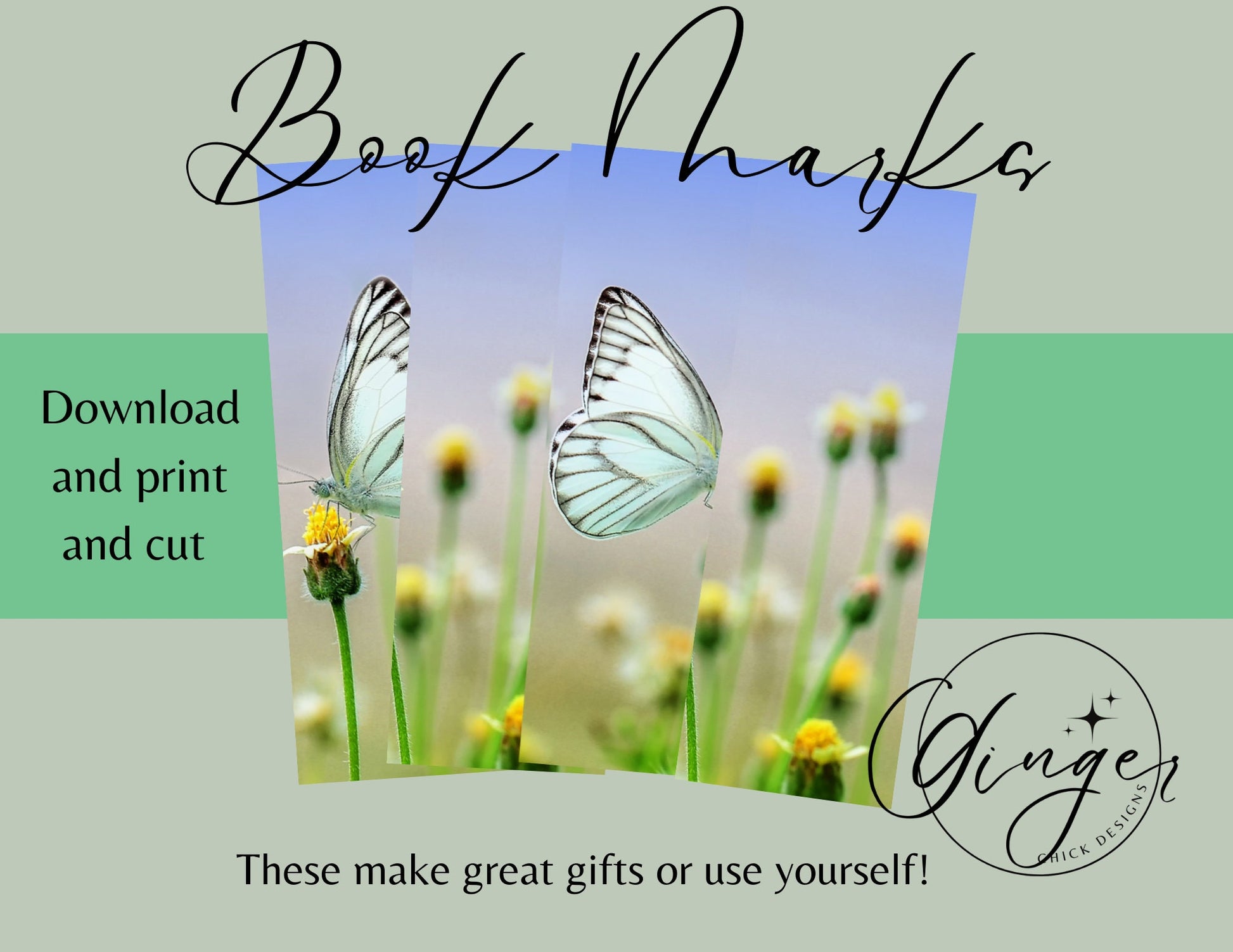 Spring Butterfly - digital bookmark, digital download, book lovers, reading