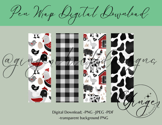 Pen Wraps | Pen skins | Farming | 4 designs | PNG/JPEG