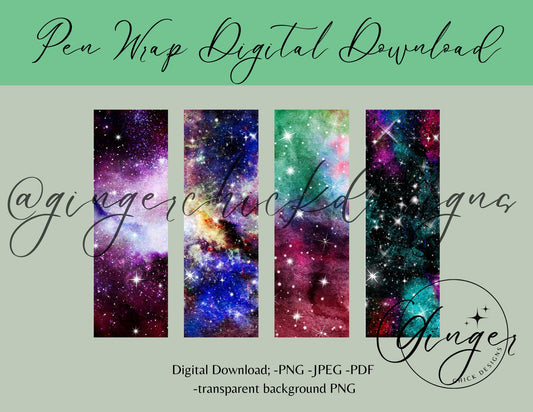 Pen Wraps | Pen skins | Galaxy print | 4 designs | PNG/JPEG