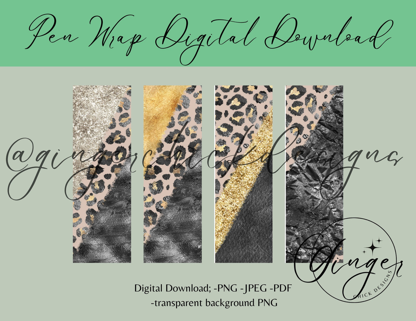Pen Wraps | Pen skins | Leopard print | 4 designs | PNG/JPEG