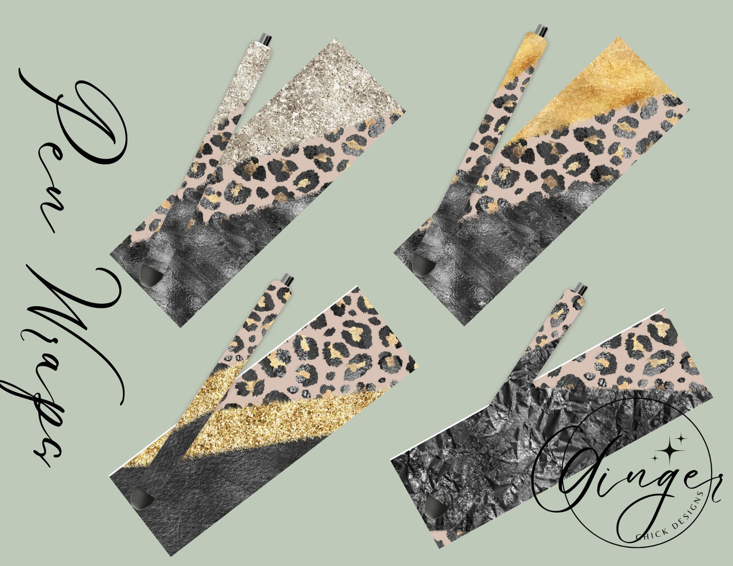 Pen Wraps | Pen skins | Leopard print | 4 designs | PNG/JPEG