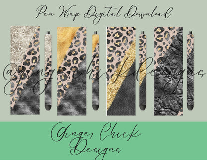 Pen Wraps | Pen skins | Leopard print | 4 designs | PNG/JPEG