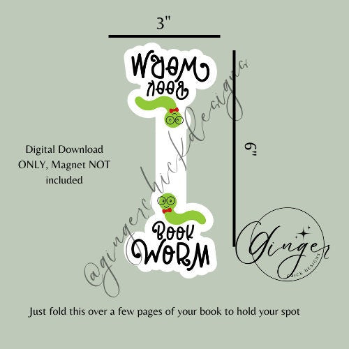 Magnetic Bookmark Instant Download, bookish merch, cute bookmarks, bookworm gift, reading bookmark, bibliophile, book accessories