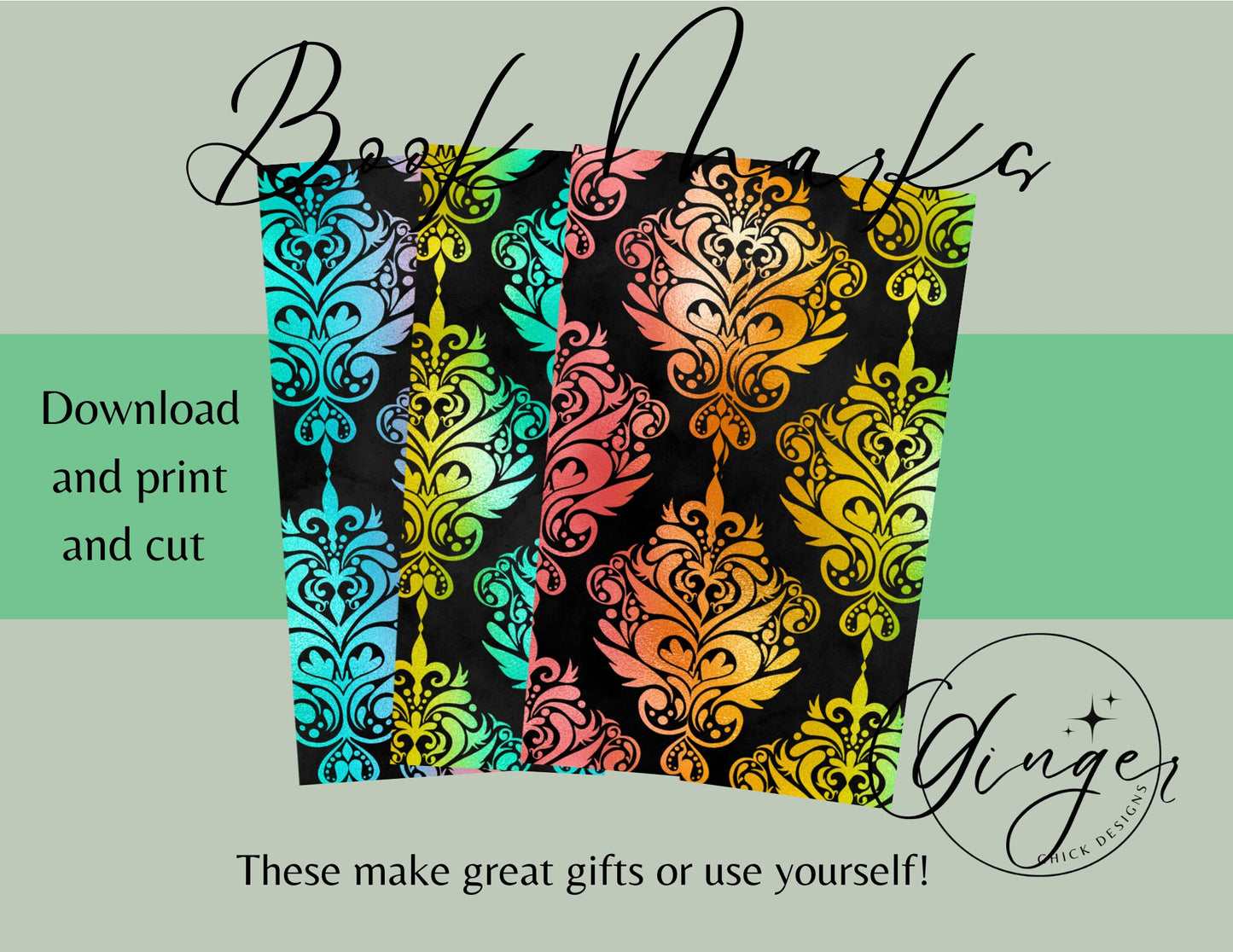 Rainbow Filigree - digital bookmark, digital download, book lovers, reading, inspirational