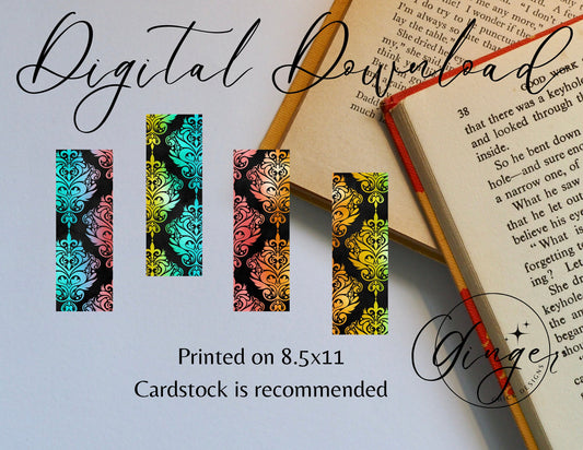 Rainbow Filigree - digital bookmark, digital download, book lovers, reading, inspirational