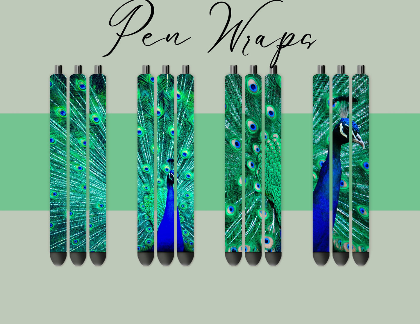 Pen Wraps | Pen skins | Peacocks | 4 designs | PNG/JPEG