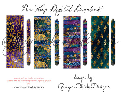 Pen Wraps | Pen skins | Galaxy Floral | 4 designs | PNG/JPEG