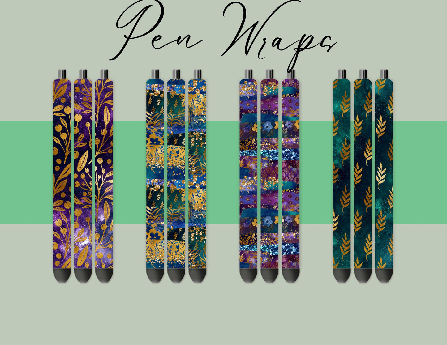 Pen Wraps | Pen skins | Galaxy Floral | 4 designs | PNG/JPEG