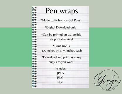 Pen Wraps | Pen skins | Holographic | 4 designs | PNG/JPEG