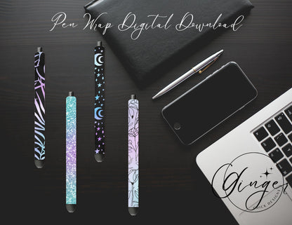 Pen Wraps | Pen skins | Holographic | 4 designs | PNG/JPEG