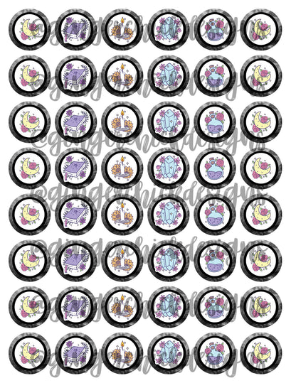Witchcraft Bottle Cap Images - 1 Inch Circles (Digital Download)