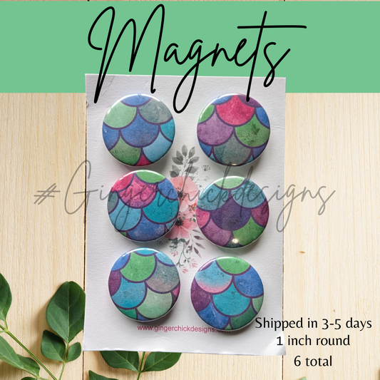 Mermaid Button Magnets
