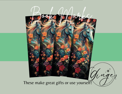 White flower garden Horse Bookmark