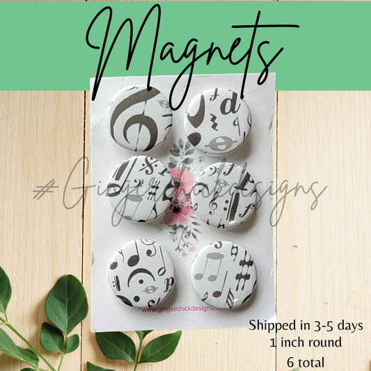 Music Notes Button Magnets