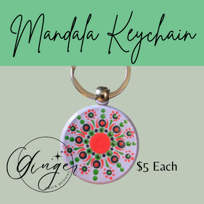 Orange Cream Mandala Dot Keychain