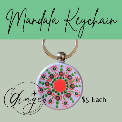 Orange Cream Mandala Dot Keychain