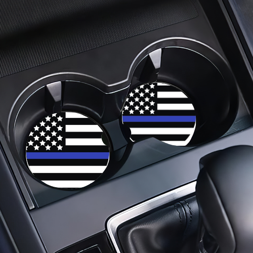 Police Flag Car Coaster