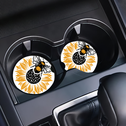 Sunflower Bee Car Coaster