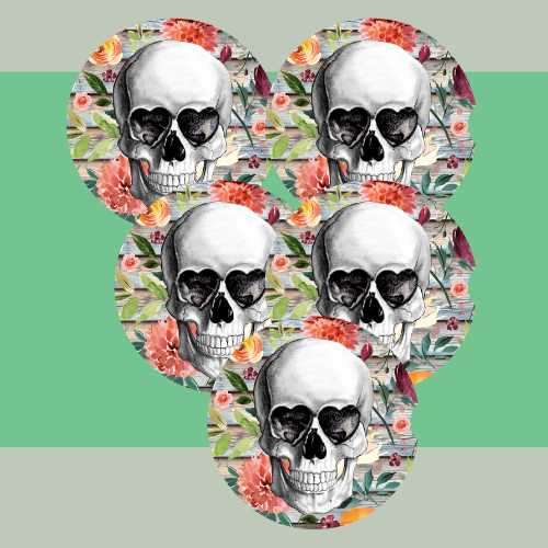 Flowers Skull Car Coaster