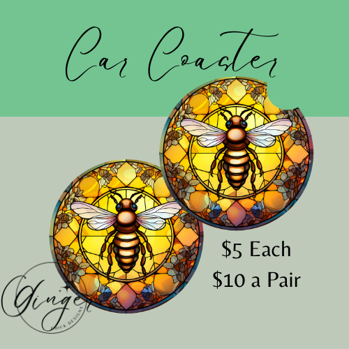 Stained Glass Bee Car Coaster