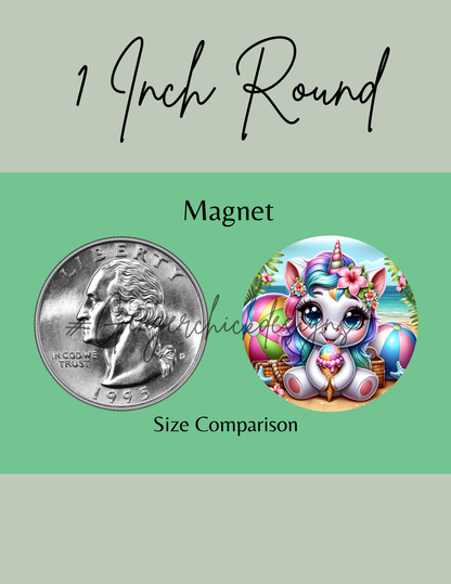 Unicorns Button Magnets - Set of 6 (1-Inch Each)