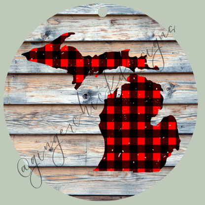 Buffelo Plaid Michigan Ornaments