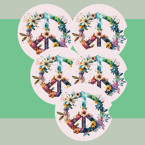 Flower Peace Sign Car Coaster