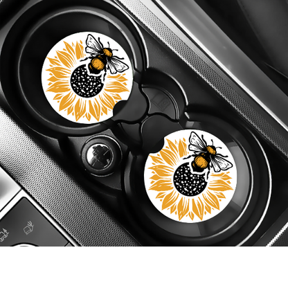 Sunflower Bee Car Coaster