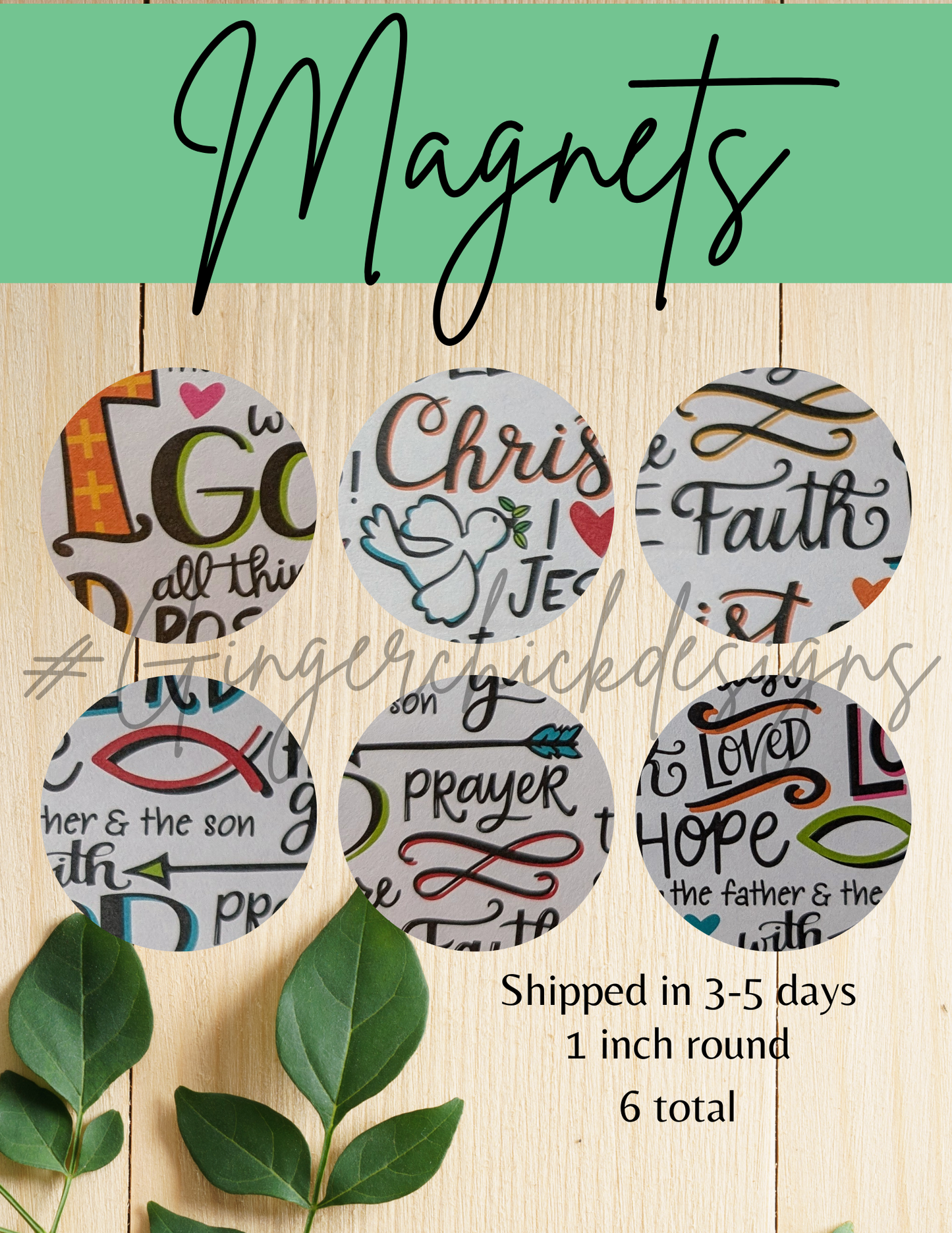 Religious Button Magnets - Set of 6 (1-Inch Each) - Vibrant and Fun Fridge Magnets