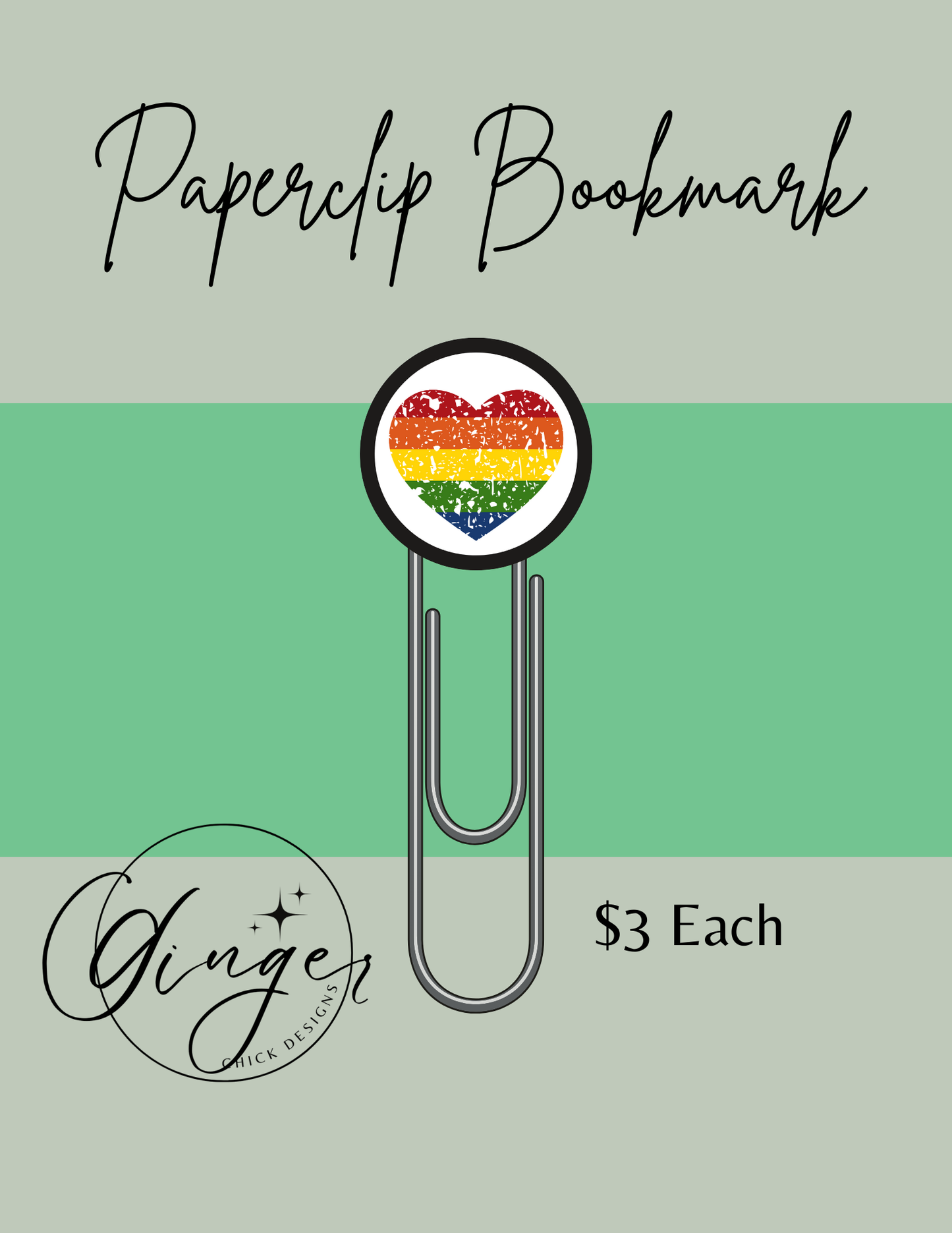 Pride Heart 3-Inch Paperclip Bookmark