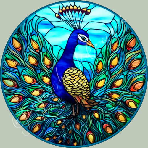 Stained Glass Peacock Car Coaster