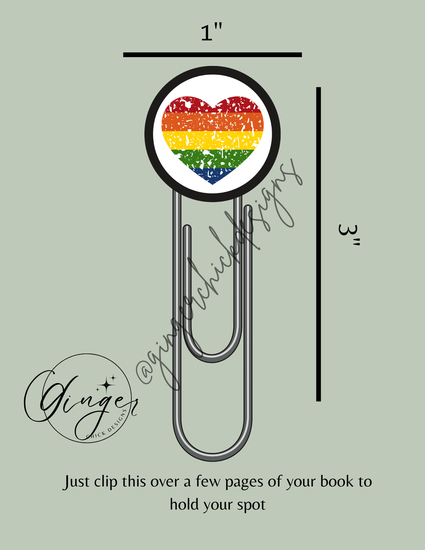 Pride Heart 3-Inch Paperclip Bookmark