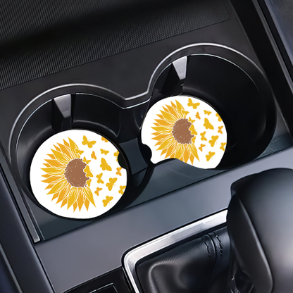 Sunflower Butterfly Car Coaster
