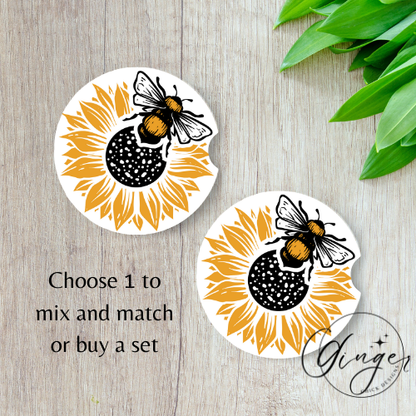 Sunflower Bee Car Coaster